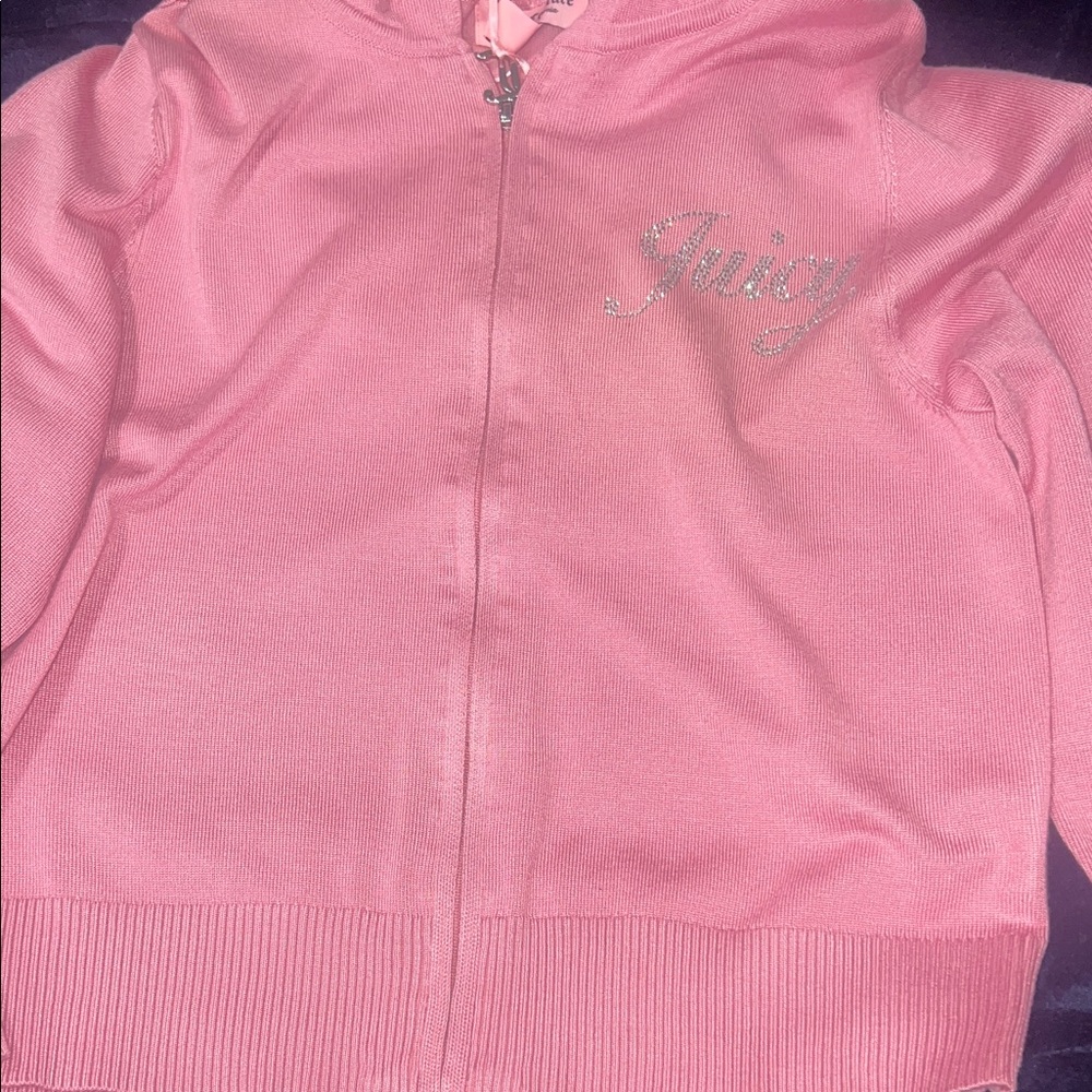 Juicy Couture Pink Rhinestone Logo Zip Hoodie